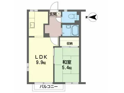 パティオ・グランデ B(1LDK/2階)の間取り写真