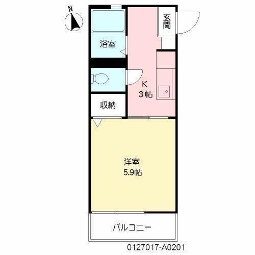 ジュネスコートA棟(1K/1階)の間取り写真