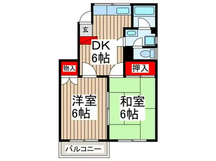 ヴァンベール入曽(2DK/2階)の間取り写真