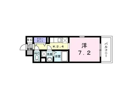 ロイヤルパーク(1K/2階)の間取り写真