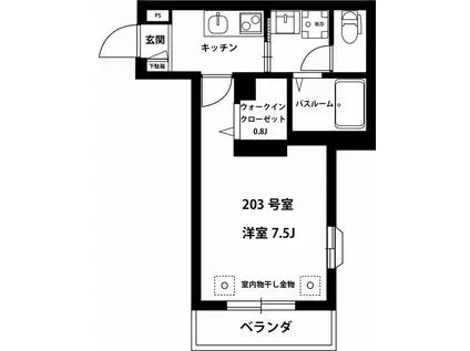 デルフィーノ(1K/2階)の間取り写真