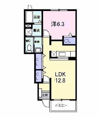 ホープヒルズ2番館(1LDK/1階)の間取り写真