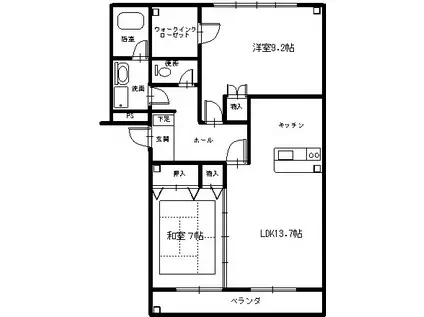 ネオアルカディア(2LDK/1階)の間取り写真