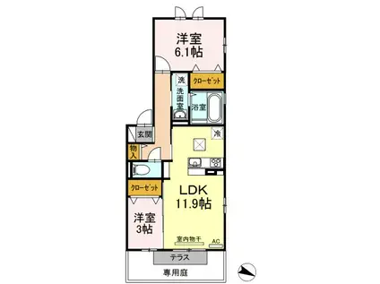 グレイシア(2LDK/1階)の間取り写真