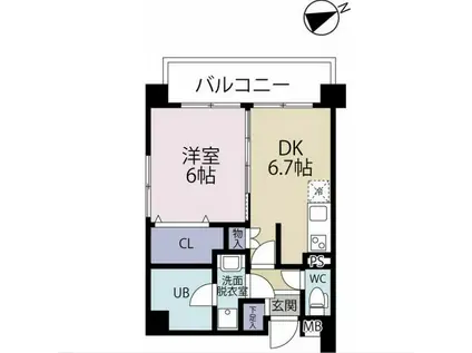 CUBE TERRACE(1DK/2階)の間取り写真