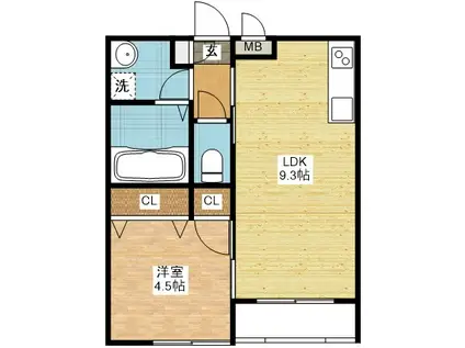 SIGNPOST柳田町(1LDK/2階)の間取り写真