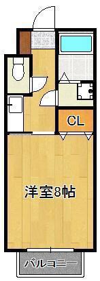 ローズハイツI(1K/2階)の間取り写真