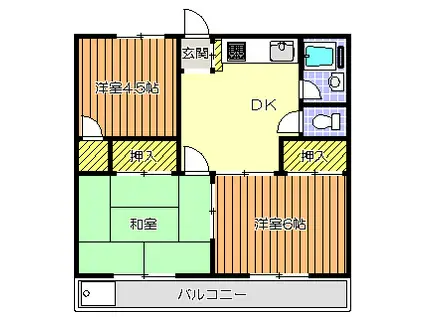 岩崎第1マンション(3DK/1階)の間取り写真