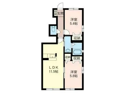 FELICE湘南I(2LDK/1階)の間取り写真