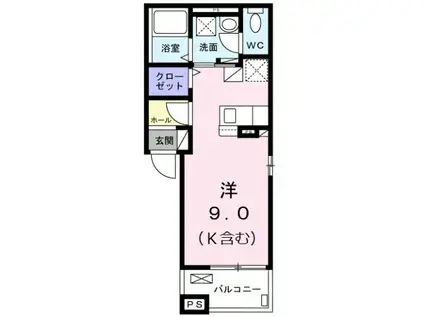 ドゥ プラシード(ワンルーム/3階)の間取り写真