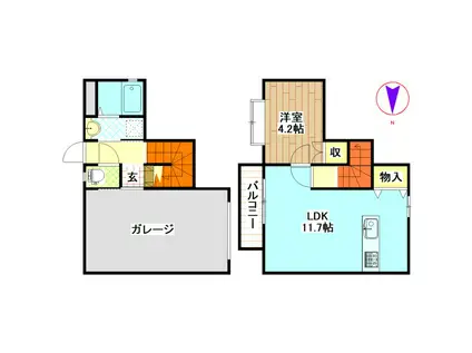 CUBEI(1LDK/2階)の間取り写真