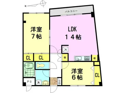 モンレーヴ(2LDK/4階)の間取り写真