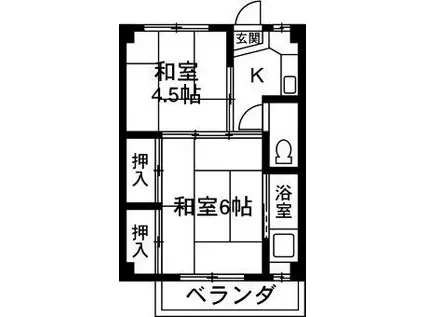 クラウンズマンション天川大島I・II(2K/2階)の間取り写真