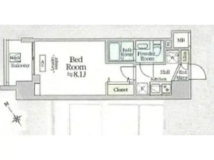 アイルヴァーチェ川崎(1K/7階)の間取り写真