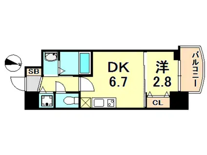 セレニテ神戸元町(1DK/10階)の間取り写真