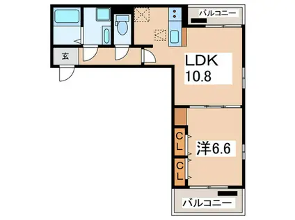 ルラック B(1LDK/1階)の間取り写真