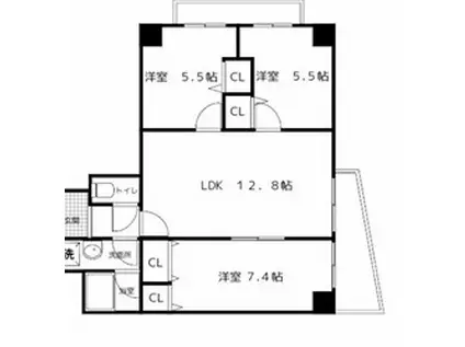 サンヴェール坊垣(3LDK/5階)の間取り写真