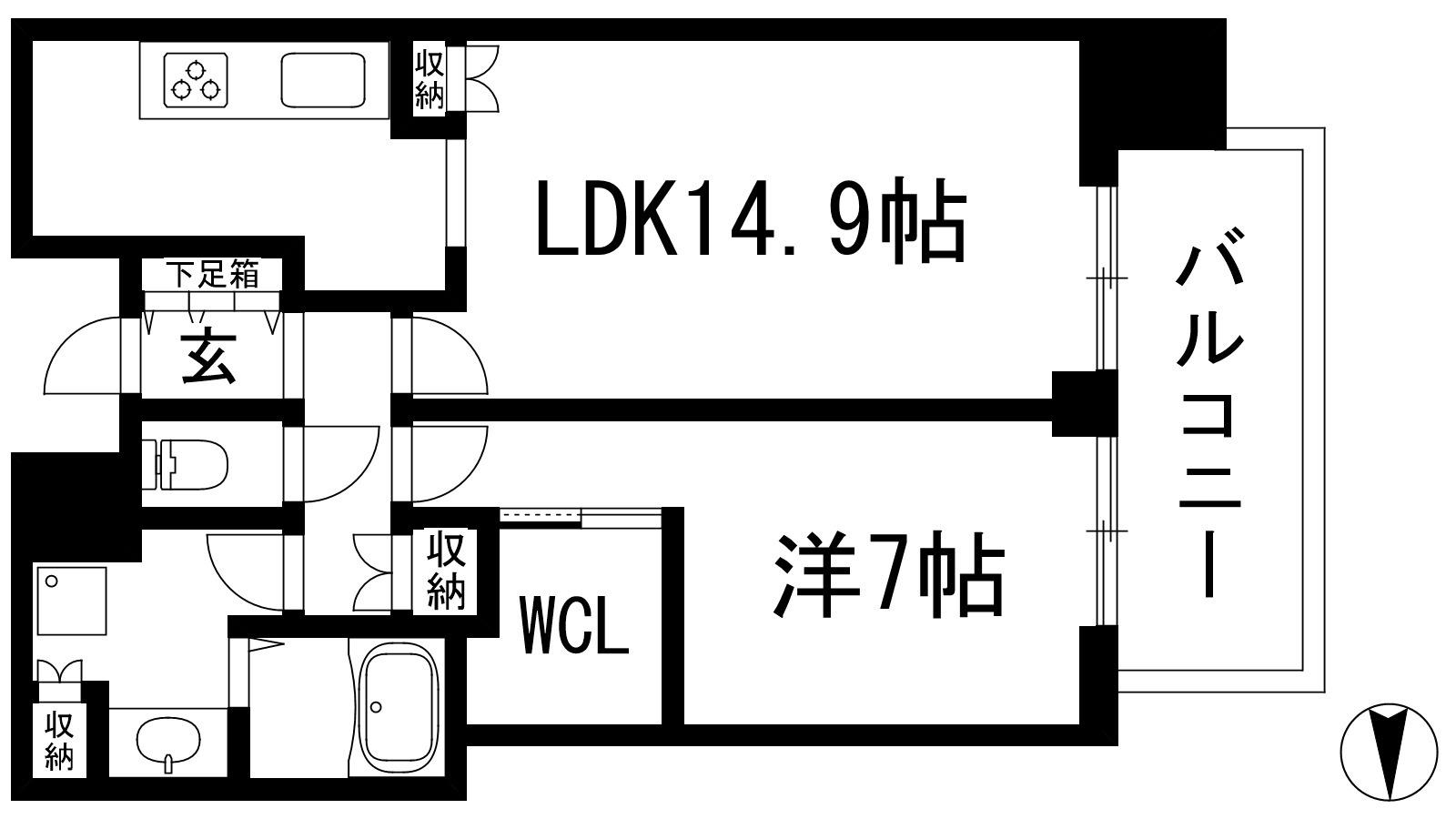 ジオタワー宝塚グランレジスTHE サウス(1LDK/8階)の間取り写真
