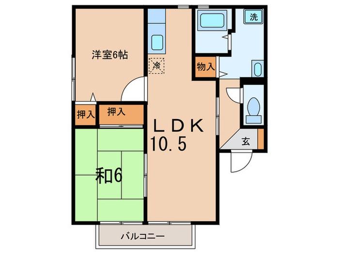 コーポサンライズA棟(2LDK/1階)の間取り写真