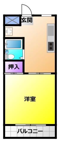 キャステルパル(1DK/1階)の間取り写真
