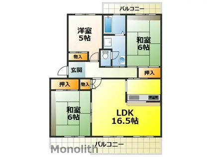 泉北城山台2丁24号棟(3LDK/2階)の間取り写真