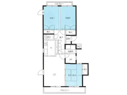 牛久ロイヤルレジデンスBI型(3LDK/2階)の間取り写真
