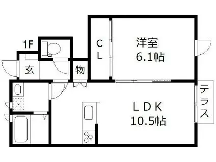 レジデンス アーチ(1LDK/1階)の間取り写真