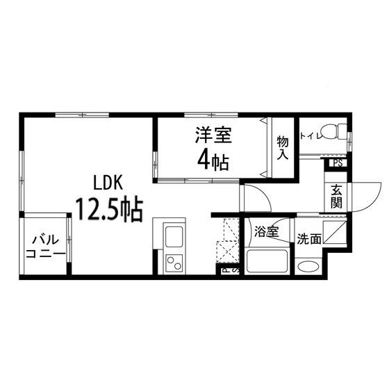 ゾンネモント子平町(1LDK/3階)の間取り写真