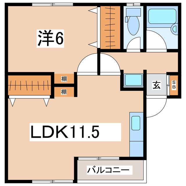 ふぁみーゆ(1LDK/2階)の間取り写真