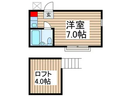 美しの森(ワンルーム/2階)の間取り写真