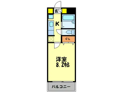 ミレーニア・M(1K/2階)の間取り写真