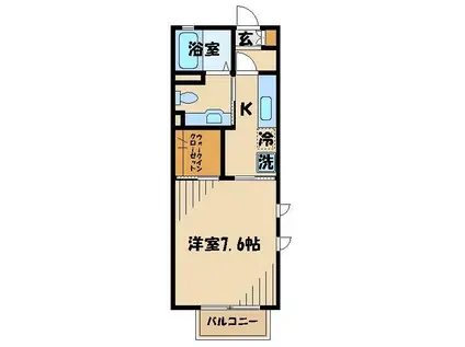 カモミール北野(1K/2階)の間取り写真