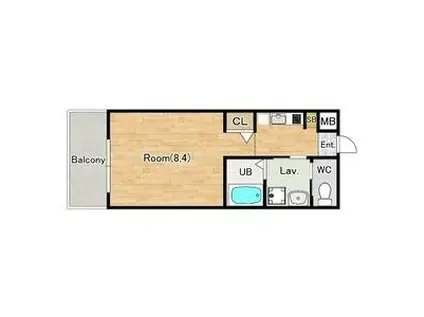 ピーステン名駅南(1K/4階)の間取り写真