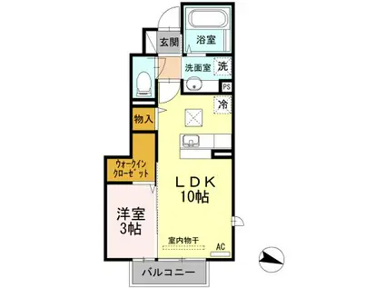 ゆららII(1LDK/1階)の間取り写真