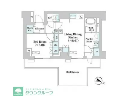 パークアクシス千歳船橋(1LDK/5階)の間取り写真