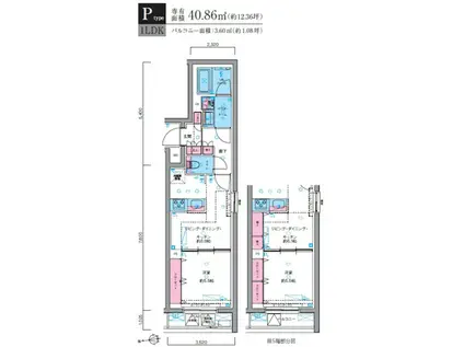 ジェノヴィア東向島スカイガーデン(1LDK/2階)の間取り写真
