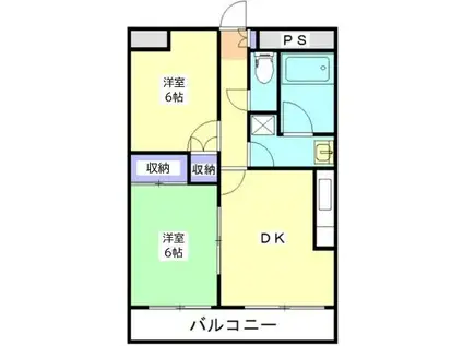 ハイツ平和(2DK/3階)の間取り写真