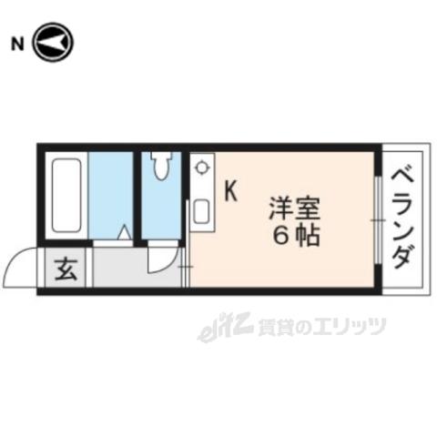クッキィー石山寺(ワンルーム/2階)の間取り写真
