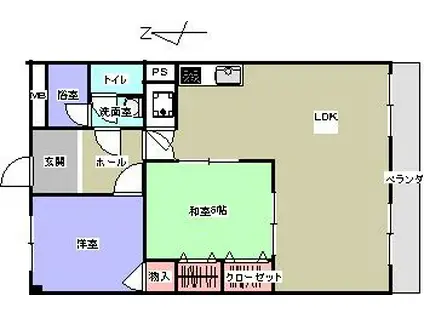 レジデンスアダチ(2LDK/1階)の間取り写真