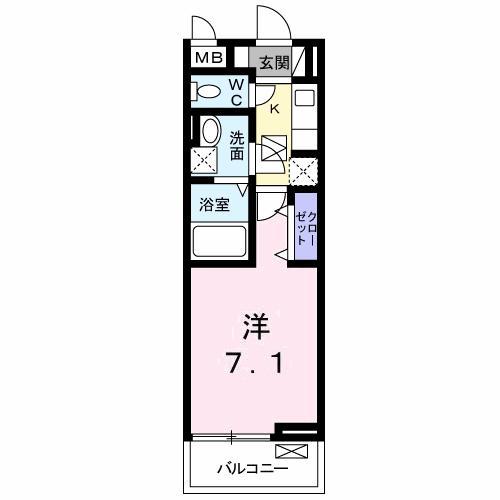 上毛電鉄 中央前橋駅 徒歩52分 2階建 築5年(1K/1階)の間取り写真