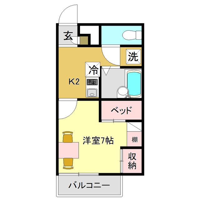 ディアコート(1K/2階)の間取り写真