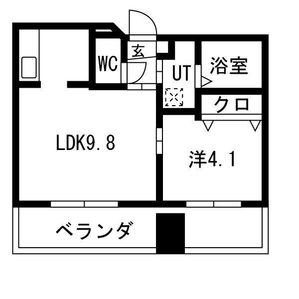 ビュークレスト佐賀駅前(1LDK/7階)の間取り写真
