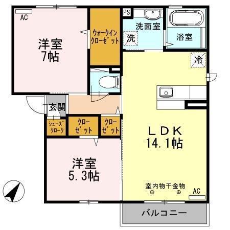 ブランディア(2LDK/2階)の間取り写真