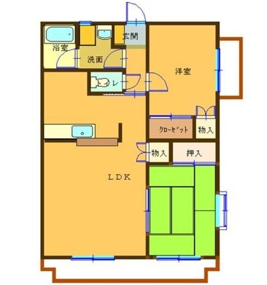クレッセント江崎(2LDK/3階)の間取り写真