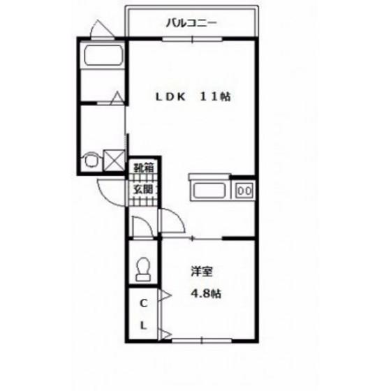ルミエール宝来(1LDK/1階)の間取り写真