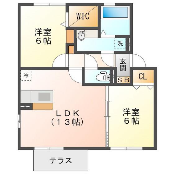 ドレクシア庄野(2LDK/1階)の間取り写真