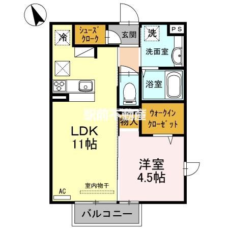 オリーヴァ東櫛原(1LDK/1階)の間取り写真