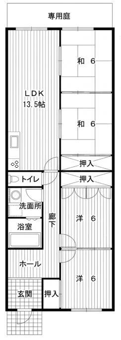 山本マンション(4LDK/1階)の間取り写真