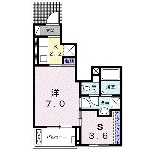 ディアコートII(1SK/1階)の間取り写真