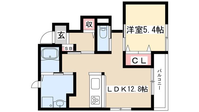 ガーデンヒルズ 梅森坂(1LDK/1階)の間取り写真